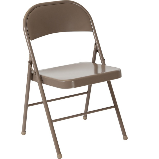 Double Braced Beige Metal Folding Chairs BD-F002-BGE-GG 